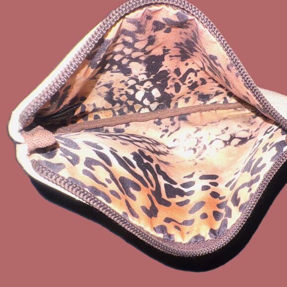 Sharif Ivory Wristlet with Animal Print Interior Silver Hardware - Picture 2 of 8